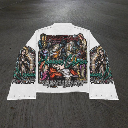 "Virgin Mary Muriel" Long Sleeve White